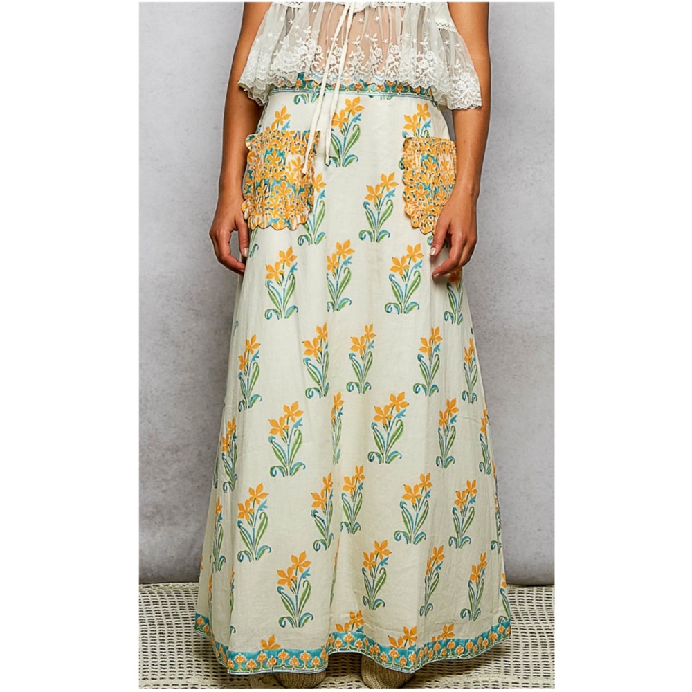 POL Floral Print Stretchy Waist Pockets Maxi Skirt